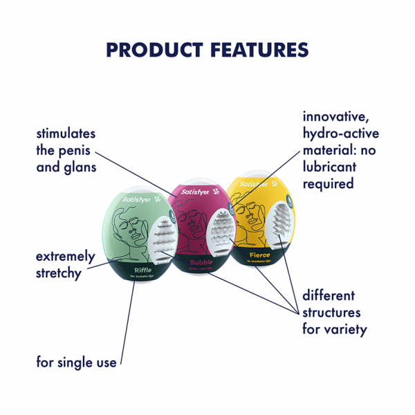 Satisfyer 3-piece Egg Set Masturbator - Riffle, Bubble, Fierce